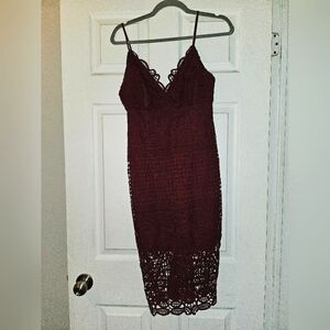 Burgundy Bardot Dress
